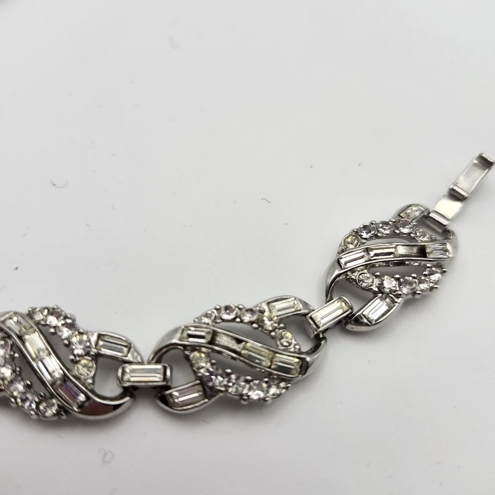 Dazzling Vintage Silver And rhinestone Trafari Bracelet